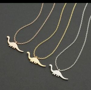 Gold or silver Dinosaur necklace, brontosaurus